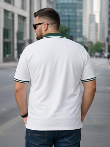Image of Veirdo Men's Classic Fit Plus Size Polo T-Shirt, Half Sleeve, Stylish Cotton Tee, Formal & Casual Wear, Comfortable & Durable (3XL-5XL)