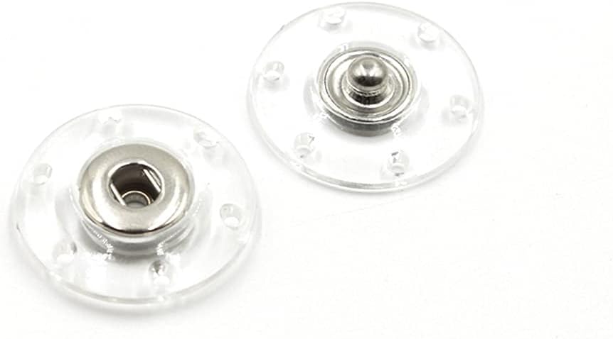 10 Sets Clear Transparent Press Snap Buttons Fasteners for Coat Shirt Clothing Bag DIY Sewing (Transparent, 25mm)