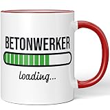 JUNIWORDS Tasse, Betonwerker loading, Rot (6189169)