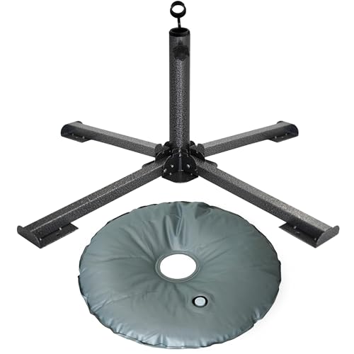 AMMSUN Foldable Portable Beach Umbrella Stand-Portable Patio Umbrella Base Holder,Iron Patio Umbrella Stand for Courtyard,Garden,Beach,Grass (Black)