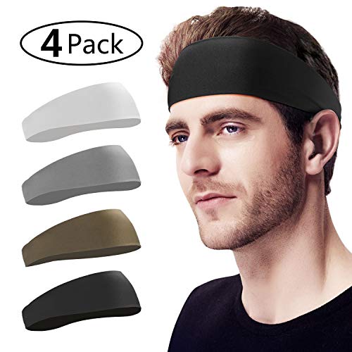 Bafly Headbands for Men 4 Pack Sweat Band & Mens Headbands Sport