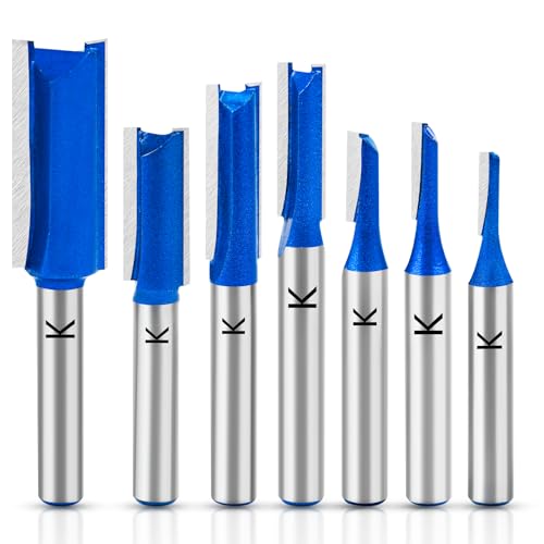 RURITKIT 7Pcs Straight Cut Router Bit Set 1/4