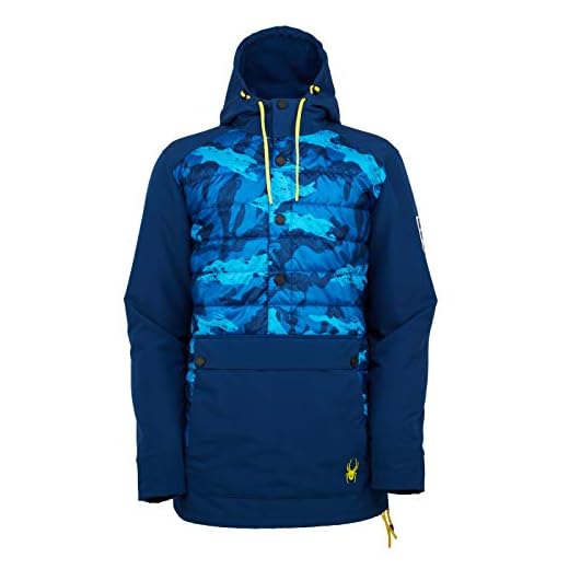 Spyder Active Sports Mens Usst The Hybrid Anorak, Blue CAMO, Large
