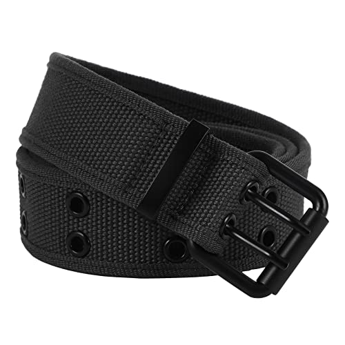 moonsix Canvas Web Belts for Men,Solid Color Casual Double Hole Grommet Belt2