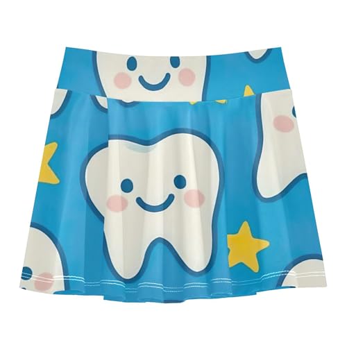 Joisal Cute Dentist Tooth Stars Blue Girls Skorts Athletic Shorts Tennis Skirts for Kids Running School Skirt 3t