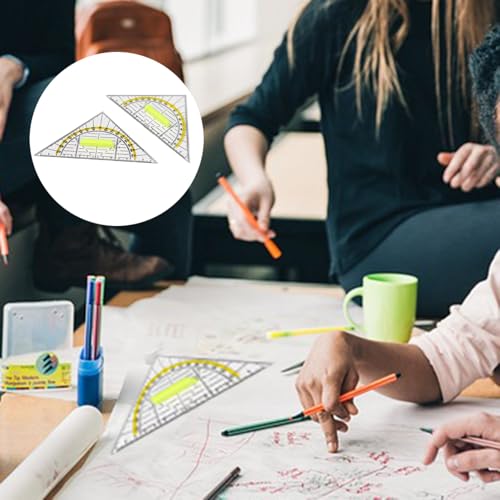 2 Stück Geometrie Dreieck, Geometriedreieck mit Griff Geodreieck aus Kunststoff Transparentes Geometrie-Dreieck Flexibel Geodreieck Geo Dreiecke Set für Studenten Designer Malerei Kartografieren