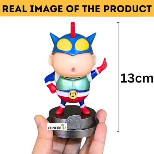 Image of FUNFOB Shinchan Action Figure Height-13cm Collectible for Anime Fans Action Kamen Toys PVC Multicolour | Shinchan Silver Stand