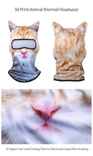 Image of 3D Cat Ski Balaclava Sheisty Face Mask with Ears Cute Animal Ski Mask for Music Festivals Raves Party Outdoor Activities