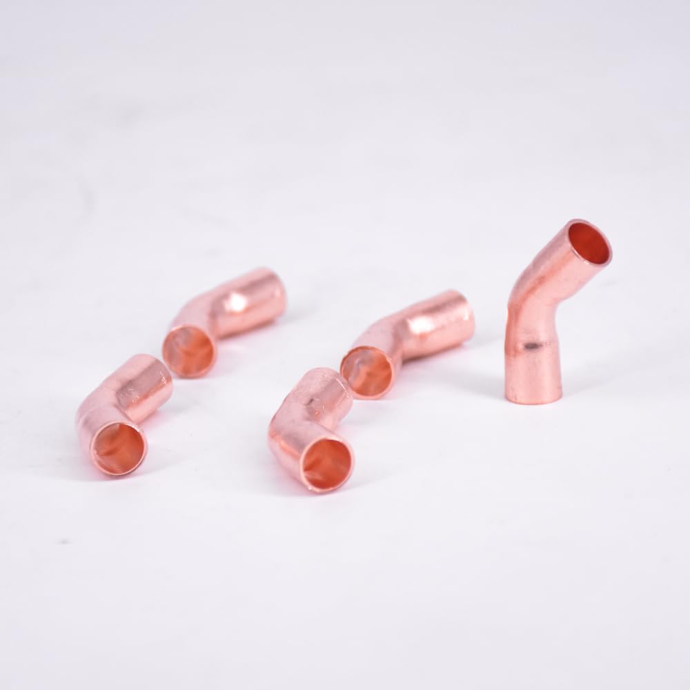 1/4" 3/8" 1/2" 3/4" 1" 10 15 16 19 22 25.4 28mm ID Copper End Feed Solder 45 Degree Elbow Fitting Coupler For Air Condition(ID 67mm Wall 3.0mm) Brass Hose