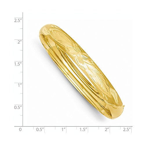 14k Yellow Gold 7.90mm Florentine Engraved Hinged Bangle Bracelet Cuff Expandable Stackable 7 Inch Fine Jewelry For Women Gifts For Her 14k Yellow Gold 7.90mm Florentine Engraved Hinged Bangle Bracelet Cuff Expandable Stackable 7 Inch Fine Jewelry For Women Gifts For Her - Image 7