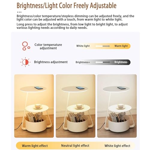 Table de chevet LED avec chargeur intelligent sans fil pour petit espace - 7