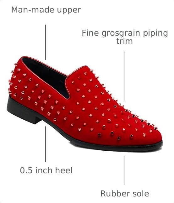 Image of SPK24 Men Vintage Spikes Sparkle Formal Tuxedo Stage Fashion Slip On Loafer Dress Shoes