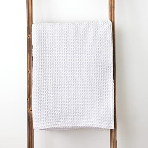 Aston & Arden Waffle Weave Blanket - 100% Ringspun Cotton All Season Throws, Luxury Hotel Quality, Soft On Skin, Breathable, Heavyweight 450 Gsm For Bed, Sofa, And Chair, King, White #TOP5