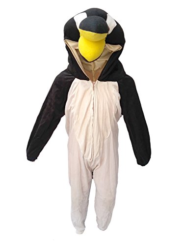 Image of Kaku Fancy Dresses Fleece Penguin Bird Costume For Kids - Black, 7-8 Years | Animal Fancy Dress For Boys & Girls