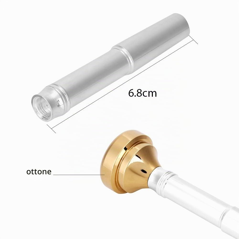 Kit Bocchini per Tromba bassa in ottone – asta placcata argento con 4 pezzi a bocca placcati oro 1 1/2C 3C 5C 7C