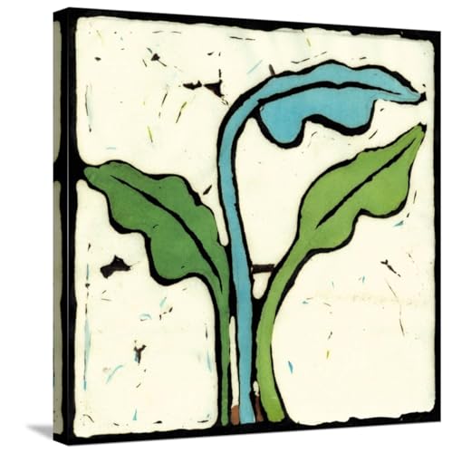 ART.COM Stretched Canvas Print Teal Batik Botanical IV by Andrea Davis, 24" x 24"