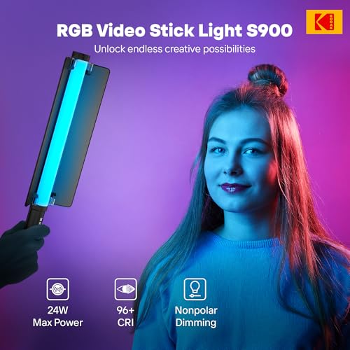 Image of Kodak S900 RGB Video Stick Light with Wireless Remote Control|3200k-5600k Color Temperature|High Light Brightness|Flexible & Light Weight for Photo-Shoot, Video Shoot, Live Stream, Makeup & More