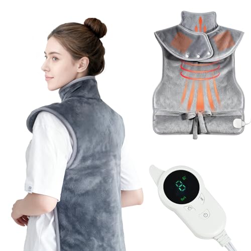 PATEMZON Manta Electrica Espalda y Cuello, Manta Eléctrica Cervical 60×90cm, Almohadilla Térmica Franela para Espalda, con 9 Niveles de Calefacción, Calentamiento Rápido, Oficina y Hogar