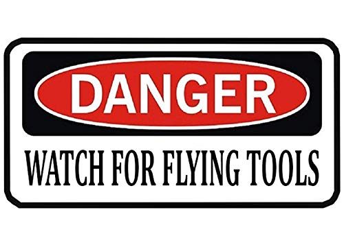 3 Pack Danger Watch For Flying Tools Funny Mechanic Work Hard Hat Biker Helmet Stickers Decals Toolbox #TOP7