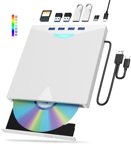 Amazon.com: Xadioei External CD/DVD Drive for Laptop PC,8 in 1 USB 3.0 ...