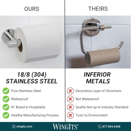 WingIts Modern Elegance Single Toilet Paper Holder, Polished Stainless Steel, Silver, (WMETPHPS) by WingIts - Image 5