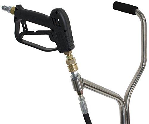 Erie Tools 21" Stainless Steel Surface Cleaner with Vacuum Port, Wheels, and Wand Pressure Washer Attachment 4000 PSI, 12 GPM