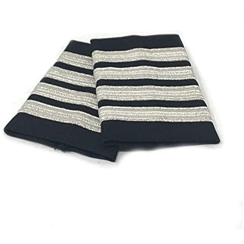 Aero Phoenix Professional Pilot Uniform Epaulets - Four Bars - Captain - Silver Metallic on Black Cover