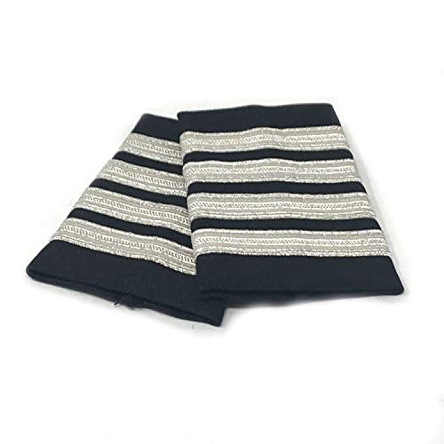 Aero Phoenix Professional Pilot Uniform Epaulets - Four Bars - Captain - Silver Metallic on Black