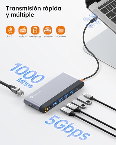 Docking Station USB C para solucionar la falta de puertos en tu portátil con doble HDMI y VGA 7
