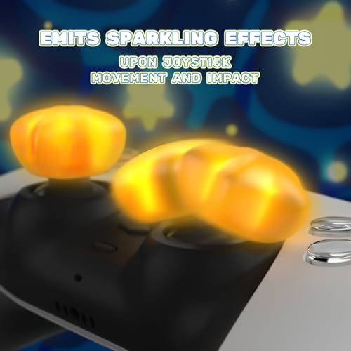 Image of PlayVital Cute Universal Illuminated LED Thumbstick Grips for ps5, for ps4, Joystick Caps for Xbox Series X /S, for Xbox One, Switch Pro Controllers, Joystick Protection - Stars