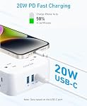 Anker Surge Protector Flat Plug Power Strip 2000J, 5ft Thin Extension Cord, 8 Outlets,2 USB A and 1 USB C Port,20W for iPhone15,Wall Mount,Compact for Home,Office,Room,TUV Listed (White)