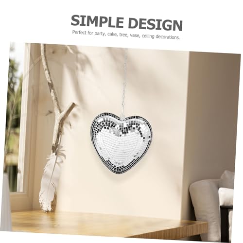 Adorno colgante en forma de corazón para fiestas, bodas y pubs: espejo disco para KTV y hogar que crea un ambiente alegre miniatura 4