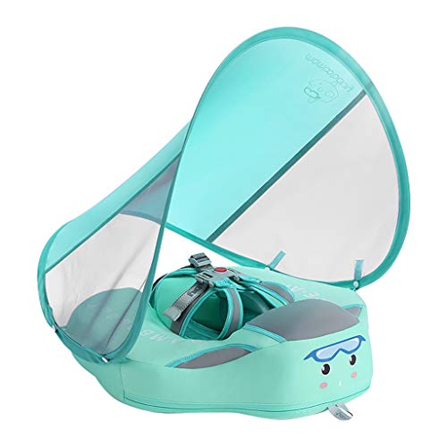 Image of Lanckeli Baby Pool Float 3 Months-2 Years, Baby Float with Canopy, Tail and Harness, Non-Inflatable Infant Pool Float with Sunshade, Waterproof and Quick Drying, Suitable for Pool, Sea.
