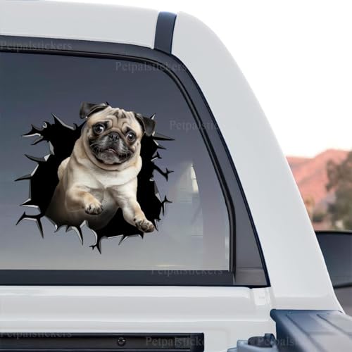 Image of Cute Dog Stickers for Car Window Decals Waterproof Funny Sticker (Pug Stickers)