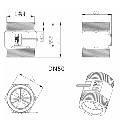 Sensor de agua DN50 y medidor de caudal en acero inoxidable para tuberías de gran flujo 3