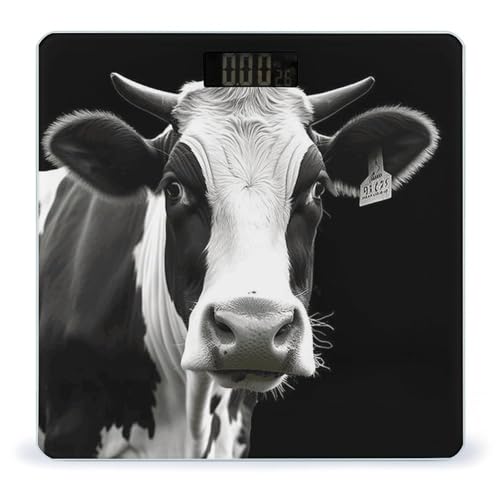 Báscula digital de baño Animal Funny Cow Head en blanco y negro miniatura 1