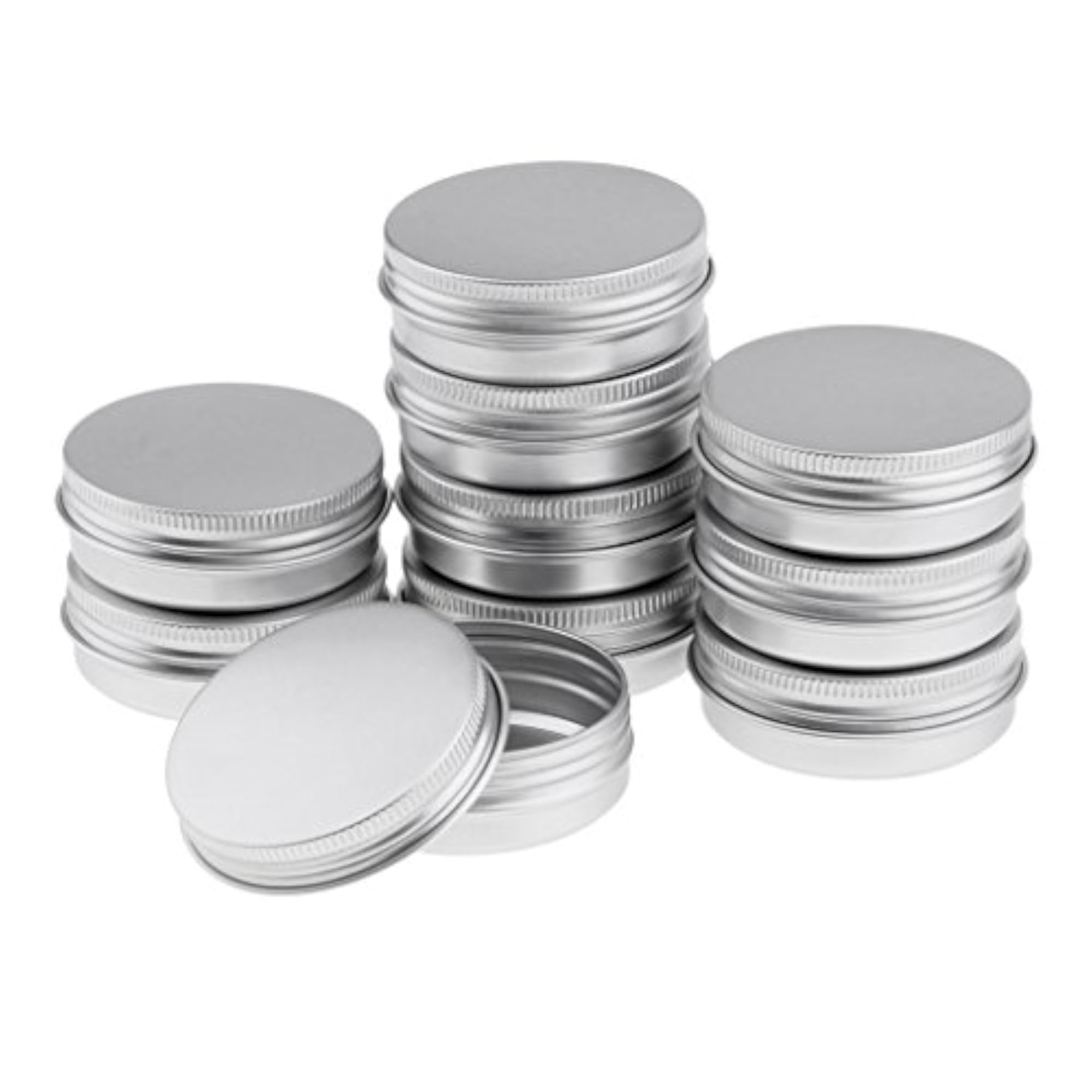 20/Pack Silver Small Round Aluminum Metal Tin Jar Containers
