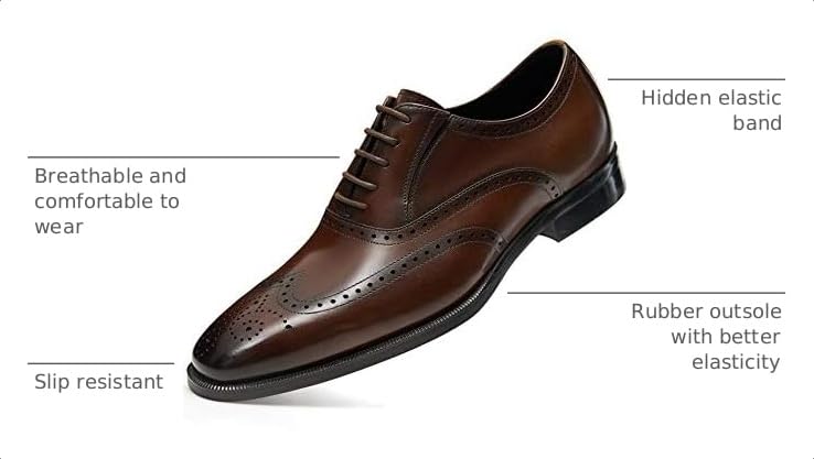 Image of Men's Dress Shoes Brogue Oxford Leather Elastic