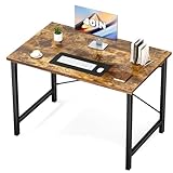 Sweetcrispy 40 Inch Computer Office Desk for Small Spaces, Writing Gaming Work Desk Modern Study Table with X-Shaped Reinforcement for Home Bedroom, Brown