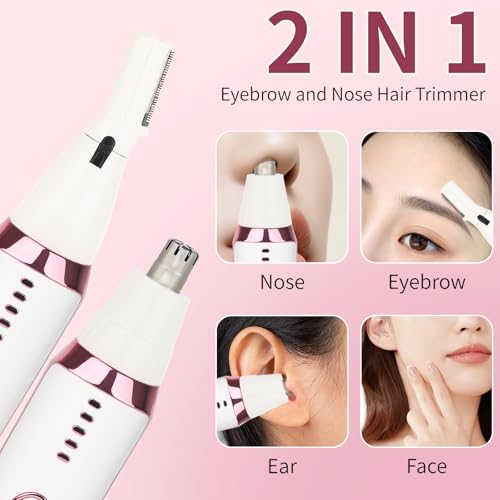 Image of Nose and Ear Hair Trimmer for Women Men,2 in 1 LED Display Eyebrow Hair Trimmer with USB Rechargeable,2026 Portble Waterproof Facial Hair Removal with Dual-Edge Blades for Travel (Bronze)