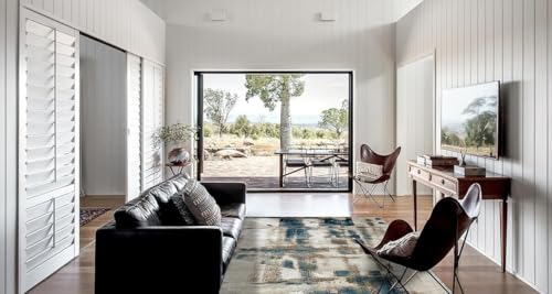 Image of Modern 4x6 Feet (120x180 CM) Silk Touch Carpet for Living Room | Washable Anti-Skid | Multicolor Abstract Art Pattern | Stain-Resistant Floor Rug for Drawing Room Hall