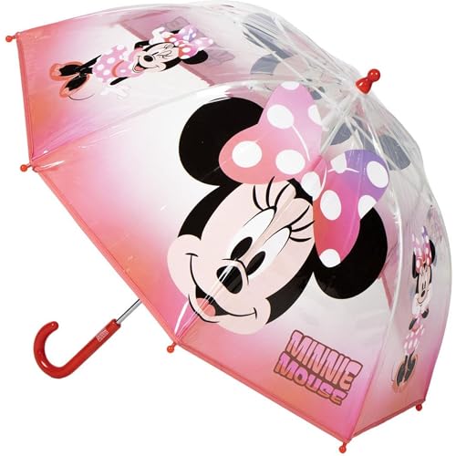 paraguas Manual Poe Burbuja Minnie – Paraguas Infantil Tipo Cúpula con Diseño de Minnie Mouse, Apertura Manual Segura y Estructura Resistente para Niñas que Aman la Lluvia con Estilo Disney