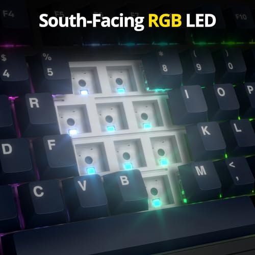 Image of Surmen M75 Thocky Gaming Keyboard Board 75% Wireless, BT5.0 /2.4Ghz /USB Bluetooth Mechanical Gaming Keyboard with 5-Layer Padding (Deep Sea)