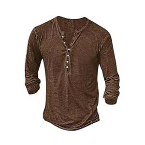TARAINYA Hemd Herren Langarm Henley Shirt Vintage Männer Freizeit T-Shirt Slim Fit