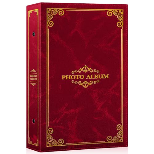 Lanpn Photo Album 6x4 Slip in, Traditional Classic 300 Pockets Photo Albums Holds Landscape Only 10x15cm Picture Red