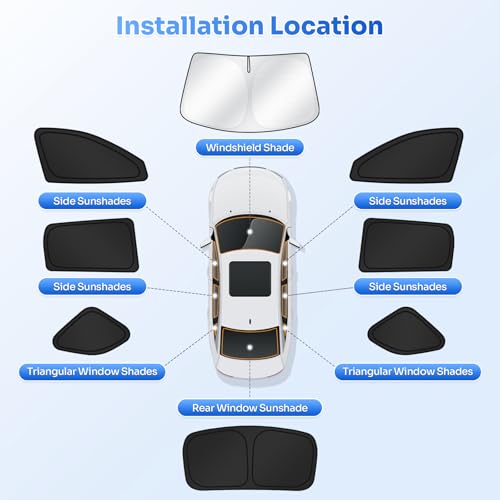 Image of Canvcle Sunshades for Jeep Cherokee 2014-2023 (Not for Jeep Grand Cherokee) Windshield Sun Shade Side Rear Window Shade Cover Sun Visor Shield Privacy Protection Keep Vehicle Cool Black 8PCS