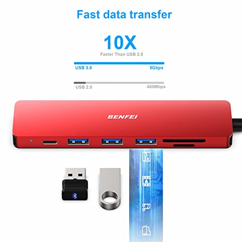 BENFEI HUB USB C 7 en 1, Adaptador Hub USB-C Multipuerto con USB-C a HDMI, USB-C a Lector de Tarjetas SD/TF/3*USB 3.0/60W Power Delivery, Compatible para MacBook Pro/Air 2023/2022/2021/2020 - imagen 4