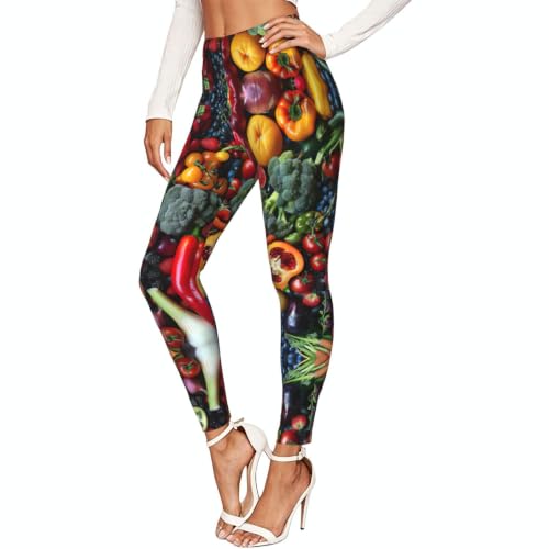 Leggings de compresión para ir al mercado con divertido estampado de verduras
