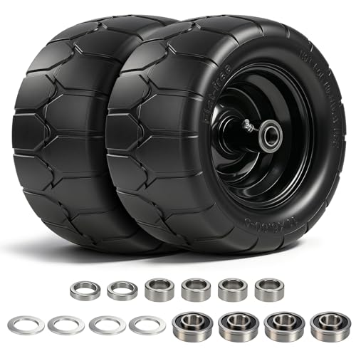 MOTOOS 11x6.00-5 Flat Free Tire and Wheel 2 PCS
