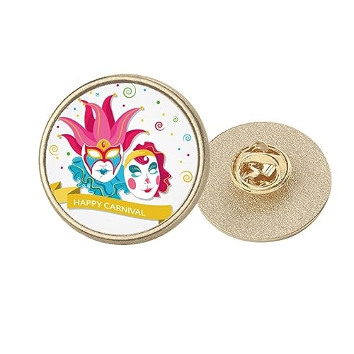 Broche double tête Happy Carnival of Venise métal doré taille M